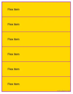 Six yellow rectangles stacked from top to bottom with no gap between them.