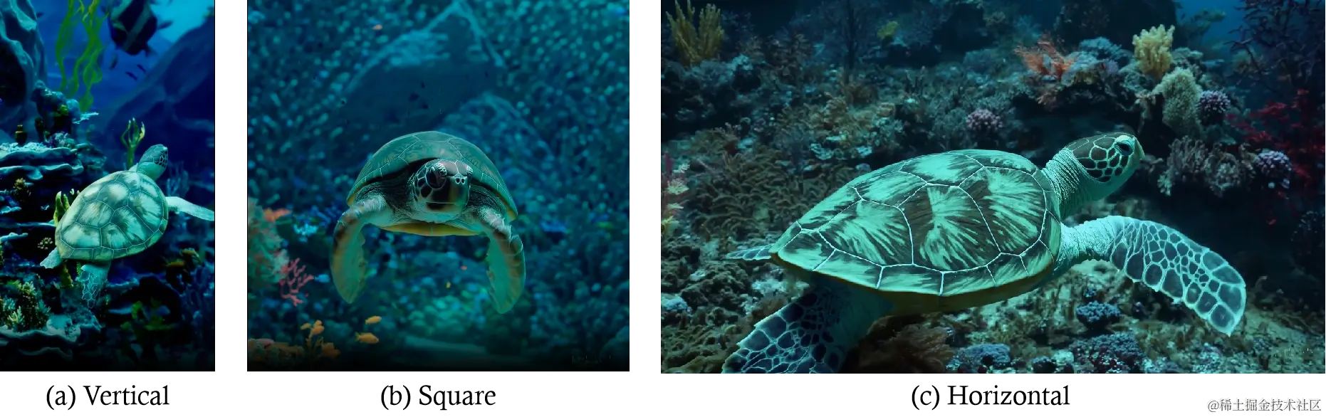 图 5: Sora 能生成各种尺寸和分辨率的图像，范围从1920x1080p到1080x1920p及其之间。