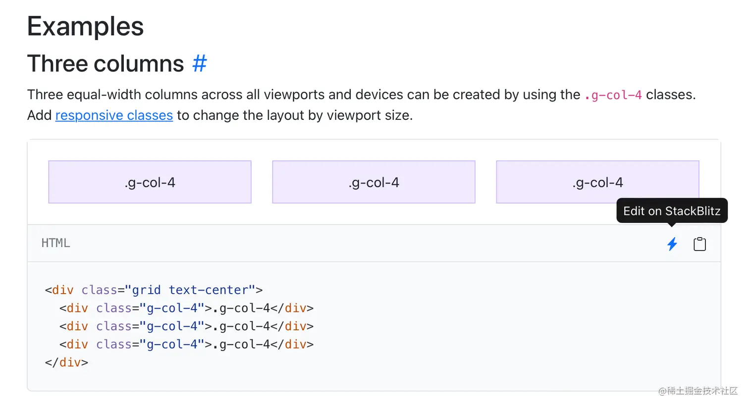 Code snippets StackBlitz