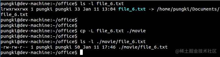 Copy using -L option