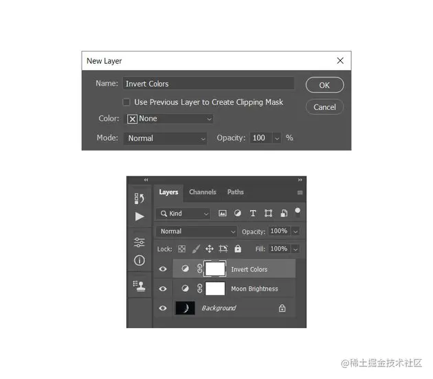 creating new invert adjustment layer