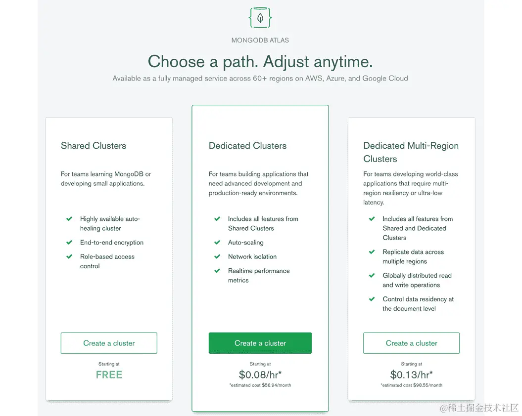 图 1.18：可用的集群选项