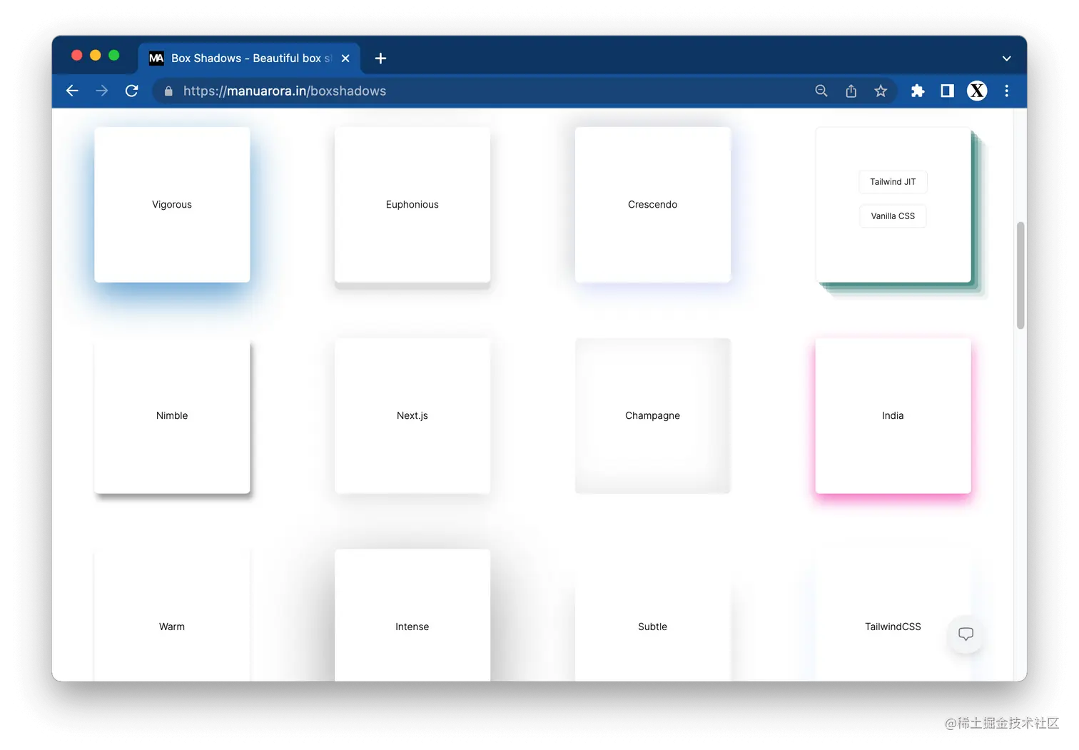 Box Shadows for TailwindCSS