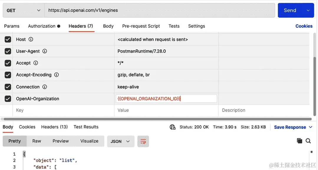 图 4.15 – 使用 OpenAI-Organization HTTP 标头