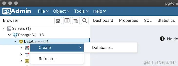 Navigate To Your PgAdmin 4 Console
