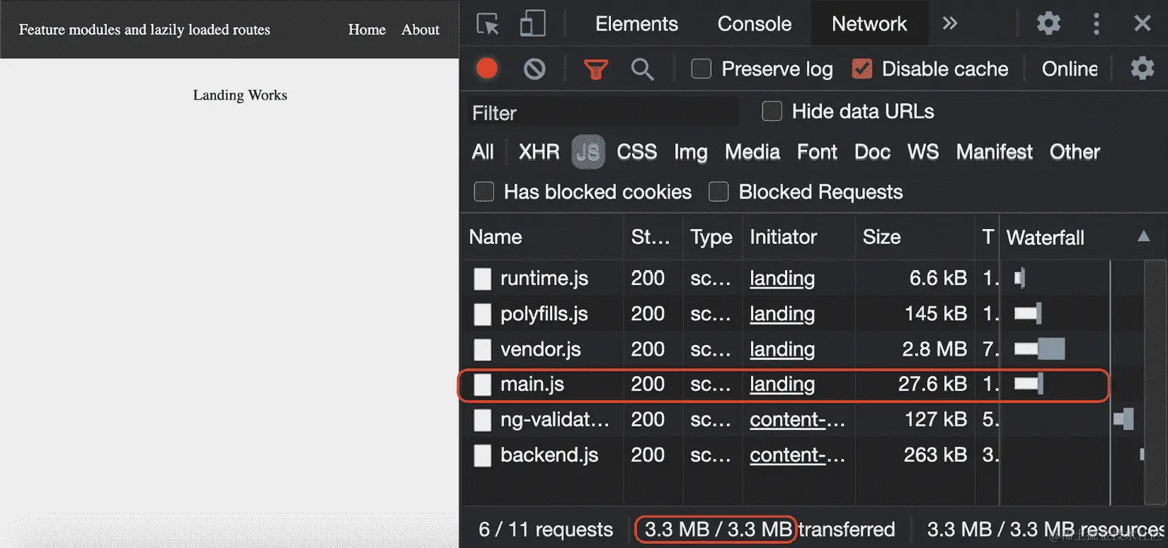 图 7.2 - lazy-loading-modules 应用程序运行在 http://localhost:4200