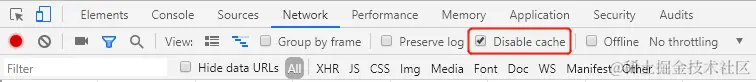 开发者工具禁用缓存