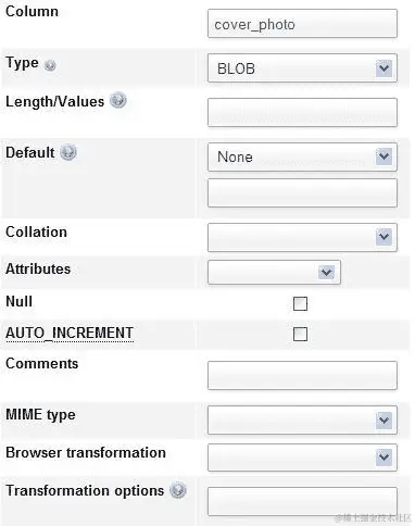 配置 MIME 列的设置
