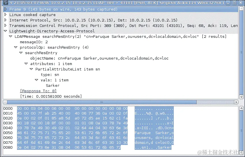 检查 LDAP 数据包