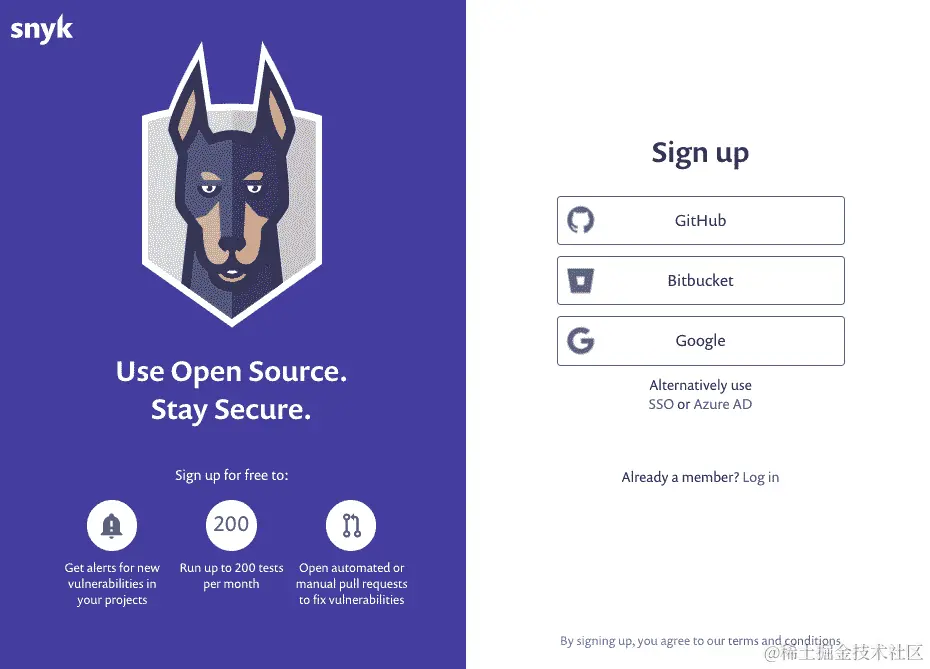 图 11.1：使用 Snyk 创建帐户