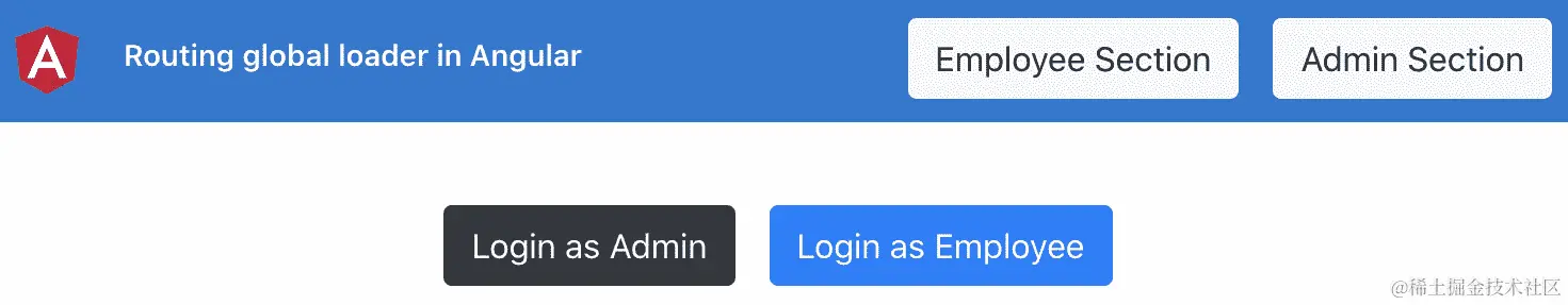 图 7.9 - routing-global-loader 应用程序正在 http://localhost:4200 上运行
