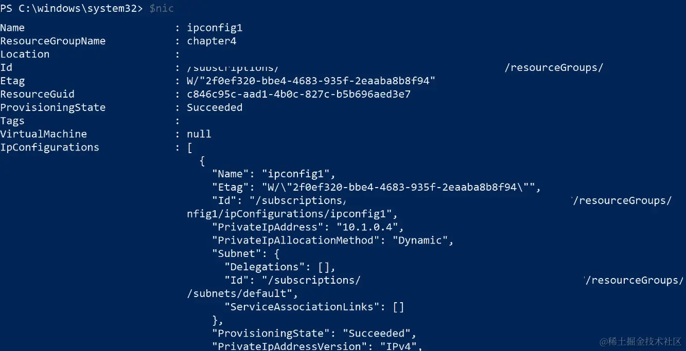 使用$nic 变量列出网络接口属性。