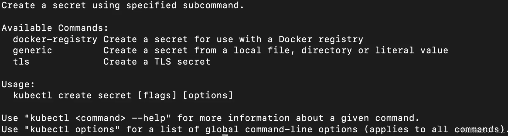 图 10.7：Secret 的内置帮助命令的输出