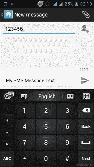 使用意图发送短信