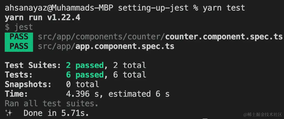 图 10.3 - 使用 Jest 进行测试的结果