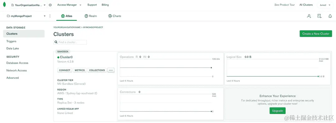 图 1.27：MongoDB Atlas 集群屏幕