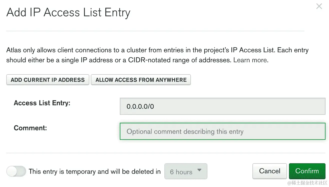 图 9.1 – MongoDB Atlas 网络访问屏幕