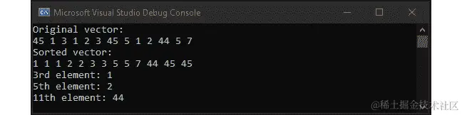 图 4.19：使用线性时间选择找到第 3、第 5 和第 11 个元素