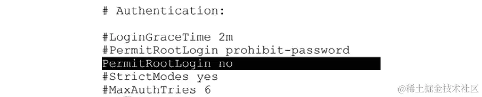 图 5.1 - 对 sshd_config 文件的编辑，以拒绝 SSH 上的 root 登录