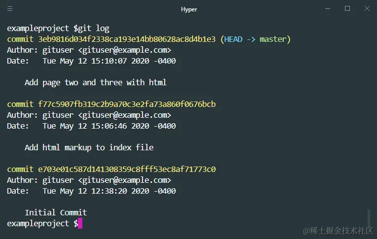 git log to view commits