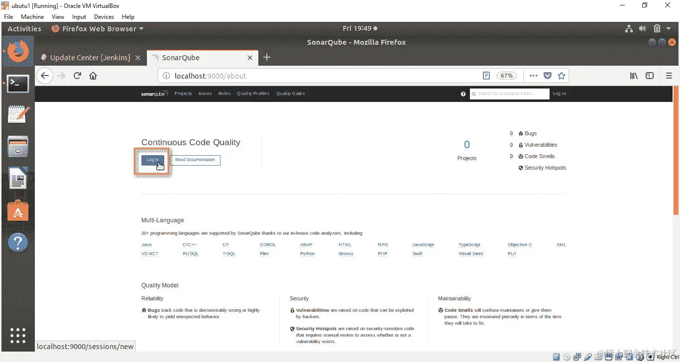 图 8.38：登录到 SonarQube