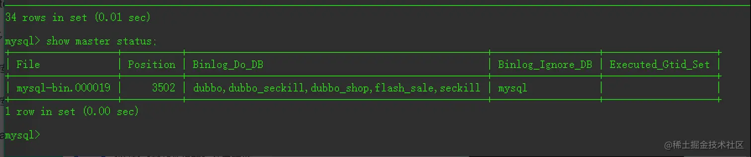 master 的binglog 信息