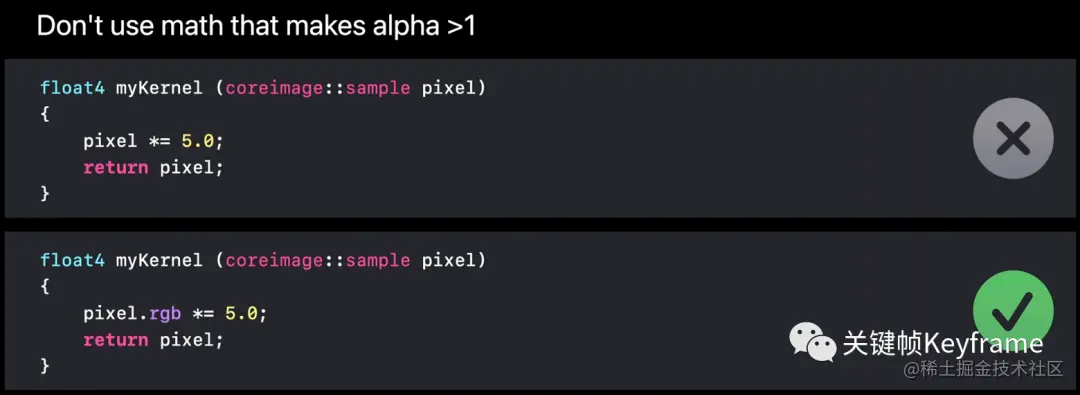 CIKernel 最佳实践：Alpha 必须小于 1