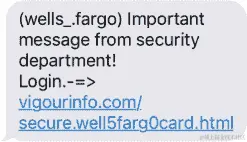 插图：2016 年富国银行遭受攻击时的 SMiShing（即短信钓鱼）攻击消息。