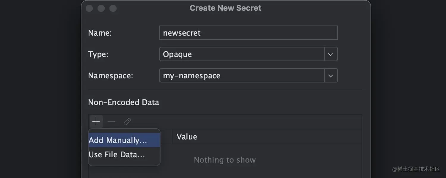 创建新 Kubernetes 机密的操作