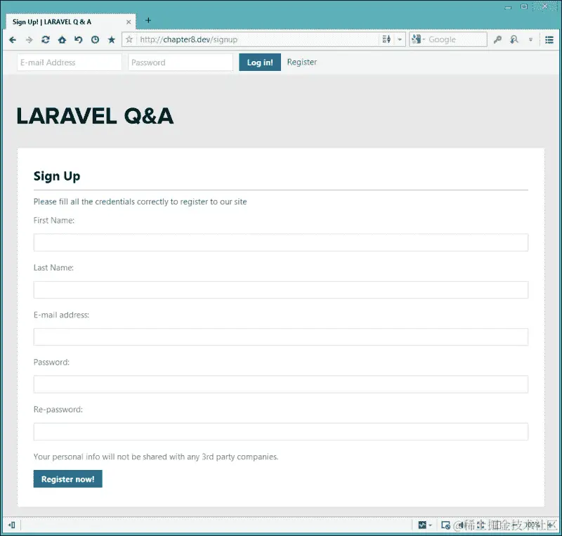 创建我们的注册和登录表单
