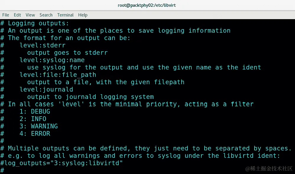 图 16.3 - libvirtd.conf 中的日志输出选项