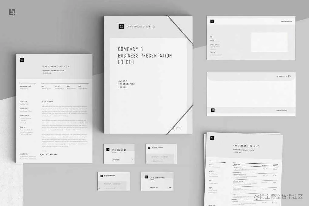 Minimal Gery corporate stationery business template format