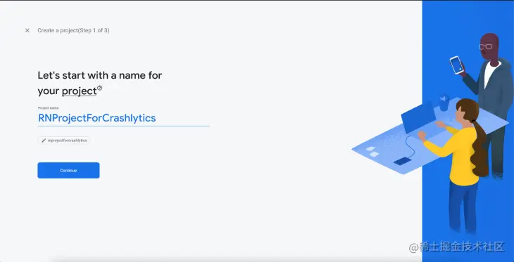 Create Project Name Screen