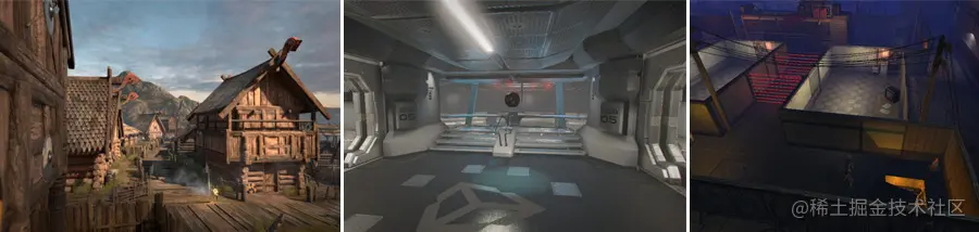 从 Asset Store 下载的 Unity 示例项目中的一些 3D 场景