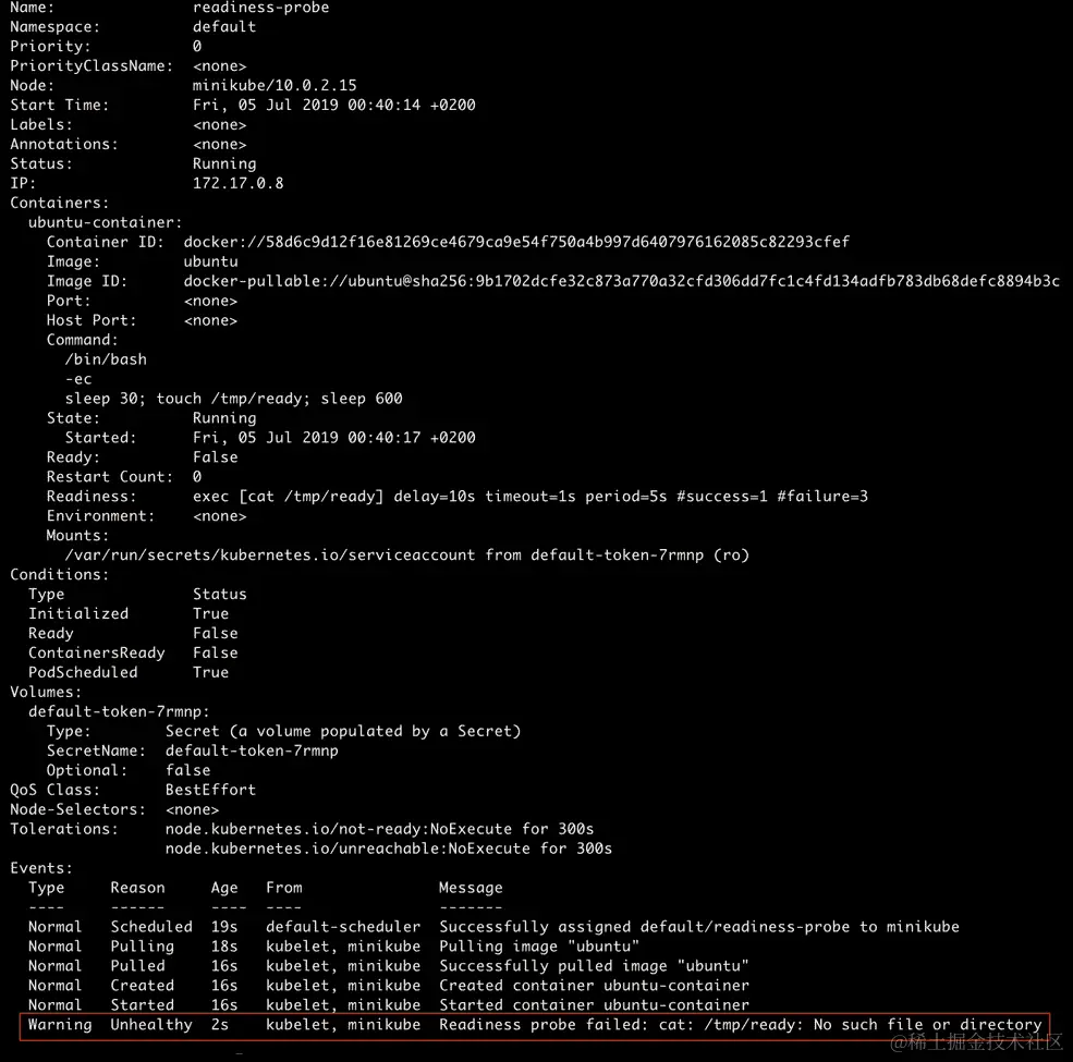图 5.15：描述就绪探针
