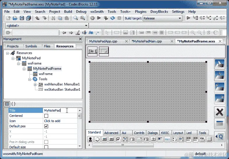 使用 wxSmith 进行快速应用程序开发