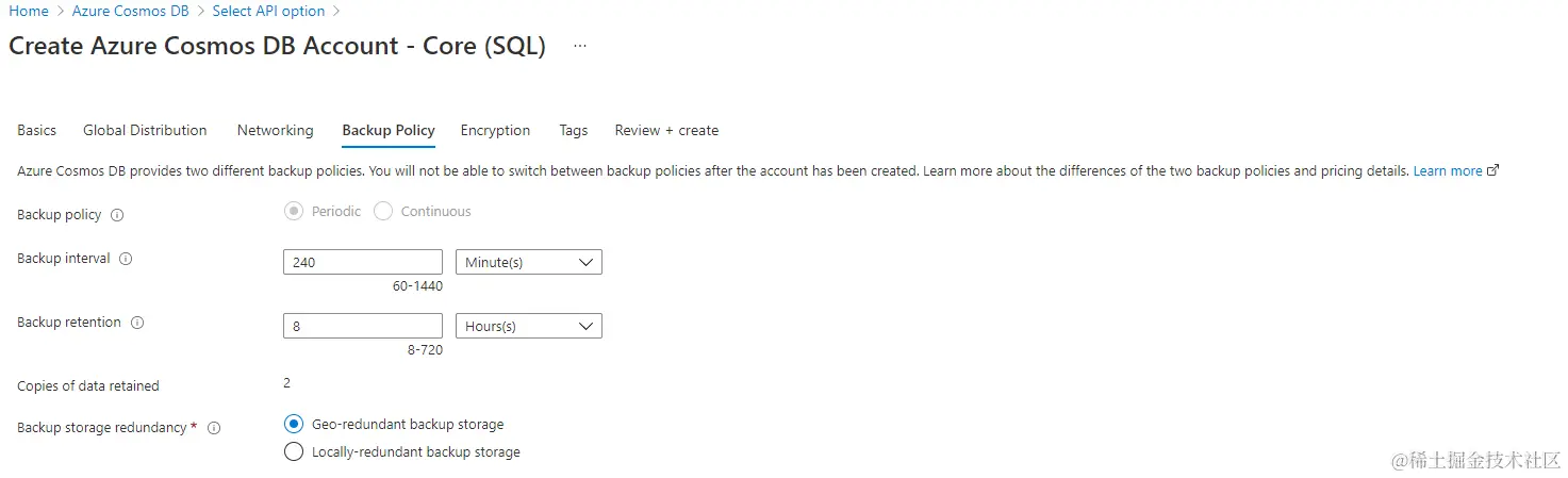 Configure Backup Policy