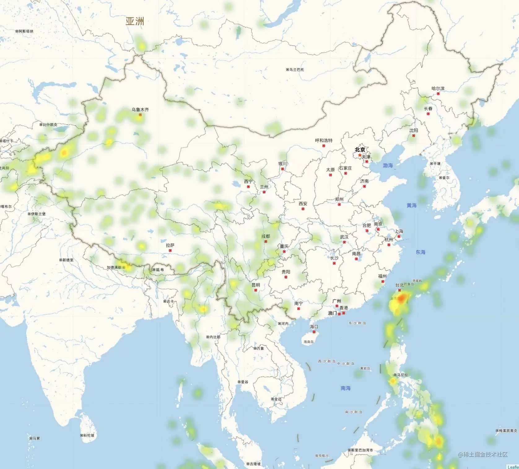  Thermal map of earthquake distribution 