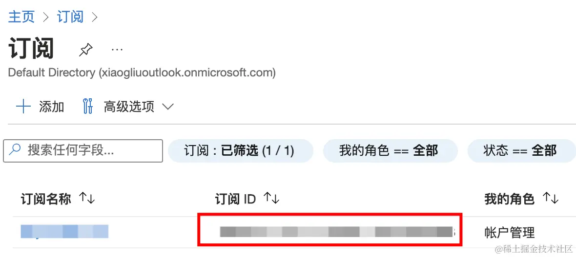 订阅 ID