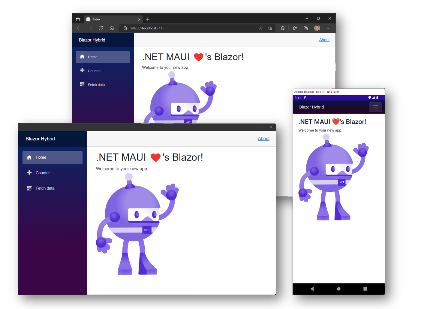 .NET MAUI Blazor 在移動設備、桌面和 Web 上