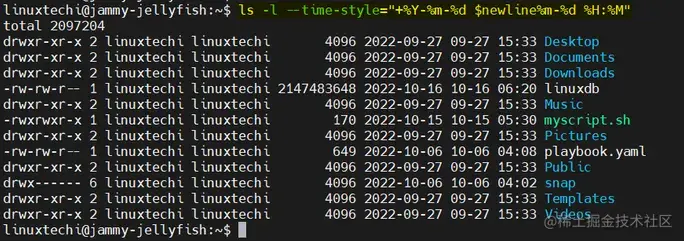 Timestamp-ls-command-output
