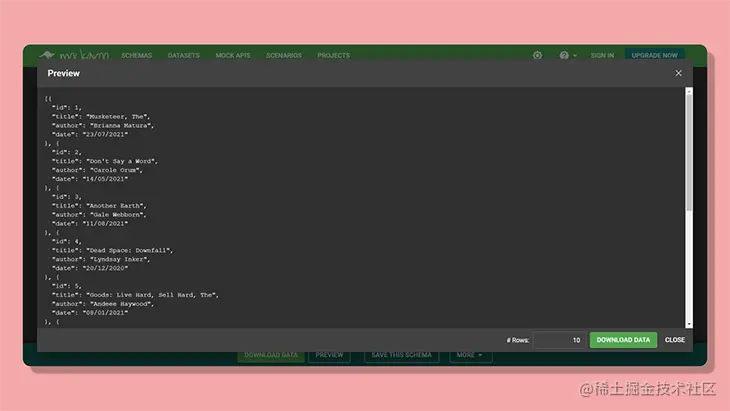 Copy the mock data into your code editor