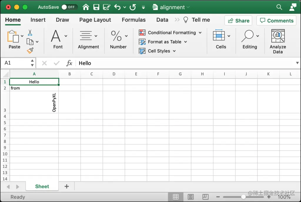 Aligning Text in Excel