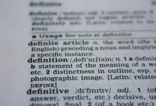 The image shows a page full of definitions from the dictionary.