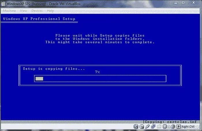 在 Oracle VM VirtualBox 上安装 WindowsXP