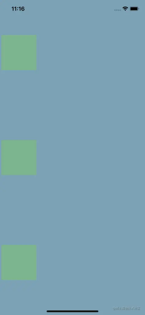 Space Around Property Increased Space In Between Three Green Squares On The Left Side Of Mobile Screen