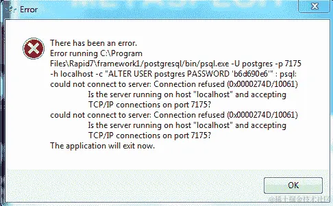 安装过程中的数据库错误
