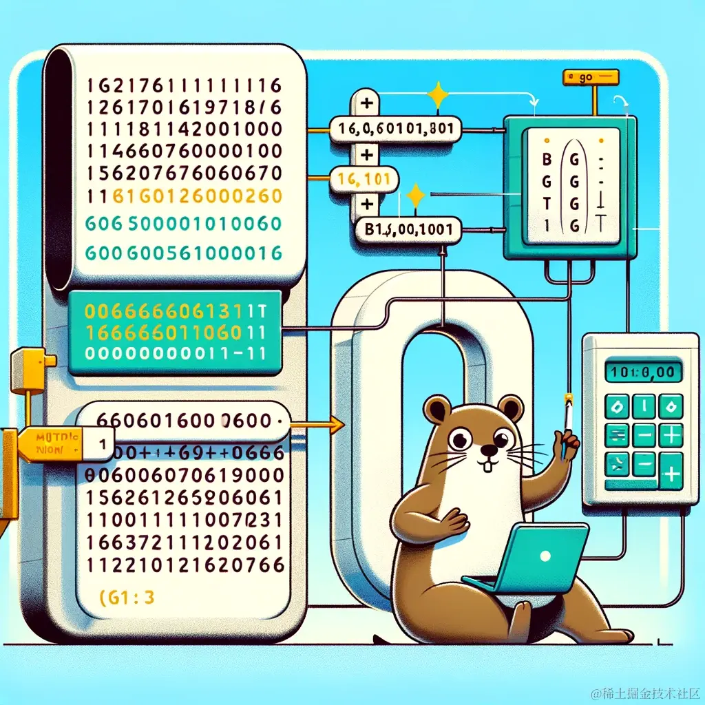 DALL·E 2024-01-17 21.31.56 - An illustration depicting the process of converting a long decimal number string to a hexadecimal string in Go programming. The image shows a flowchar.png