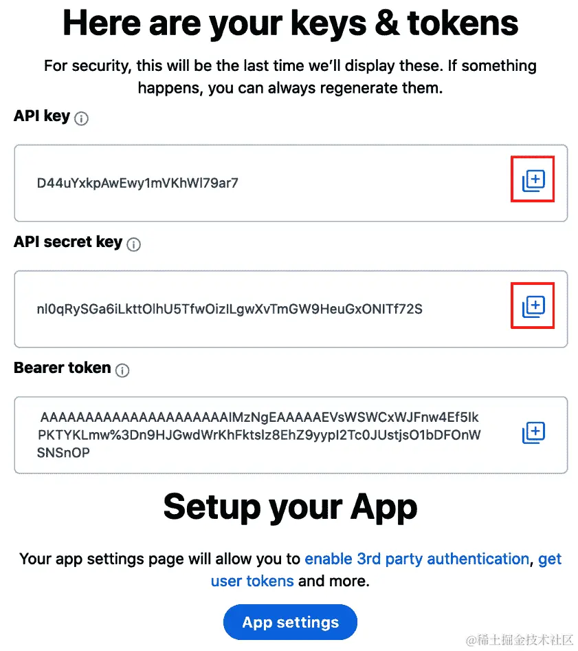 图 7.29 - 记下您的令牌和令牌密钥