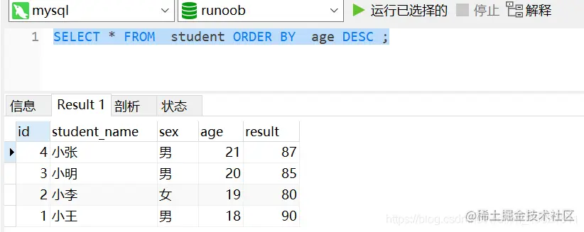 MySQL结果排序–聚集函数讲解